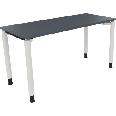 Schreibtisch all in one 1.400 x 680-820 x 600 mm (B x H x T) Vierfuß Rundrohr lavagrau verkehrsweiß Produktbild pa_produktabbildung_1 L