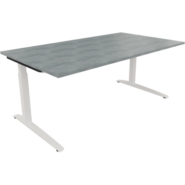 Schreibtisch all in one 1.800 x 650-850 x 1.000 mm (B x H x T) Flachkufe Quadratrohr beton hell verkehrsweiß Produktbild pa_produktabbildung_1 L
