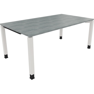 Schreibtisch all in one 1.800 x 680-820 x 1.000 mm (B x H x T) Vierfuß Quadratrohr beton hell verkehrsweiß Produktbild