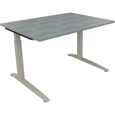 Schreibtisch all in one 1.200 x 650-850 x 900 mm (B x H x T) Flachkufe Quadratrohr beton hell silberaluminium Produktbild pa_produktabbildung_1 L