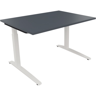 Schreibtisch all in one 1.600 x 650-850 x 700 mm (B x H x T) Flachkufe Quadratrohr lavagrau verkehrsweiß Produktbild pa_produktabbildung_1 L