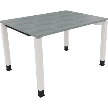 Schreibtisch all in one 1.200 x 680-820 x 900 mm (B x H x T) Vierfuß Quadratrohr beton hell verkehrsweiß Produktbild