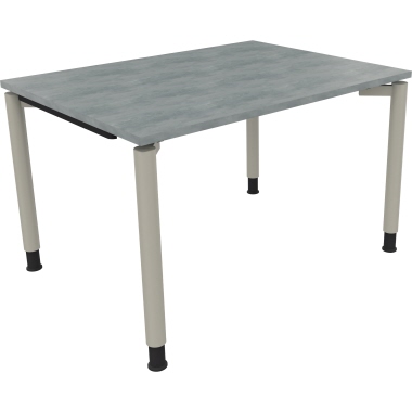 Schreibtisch all in one 1.200 x 680-820 x 900 mm (B x H x T) Vierfuß Rundrohr beton hell silberaluminium Produktbild
