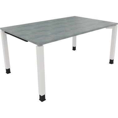 Schreibtisch all in one 1.600 x 680-820 x 1.000 mm (B x H x T) Vierfuß Quadratrohr beton hell verkehrsweiß Produktbild