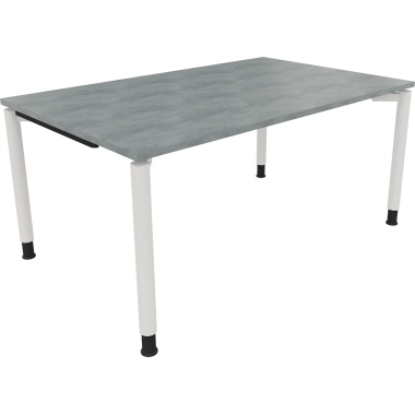 Schreibtisch all in one 1.600 x 680-820 x 1.000 mm (B x H x T) Vierfuß Rundrohr beton hell verkehrsweiß Produktbild