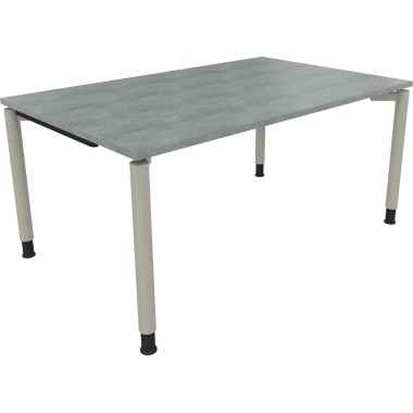 Schreibtisch all in one 1.600 x 680-820 x 1.000 mm (B x H x T) Vierfuß Rundrohr beton hell silberaluminium Produktbild