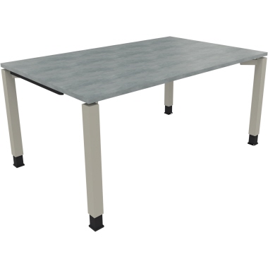 Schreibtisch all in one 1.600 x 680-820 x 1.000 mm (B x H x T) Vierfuß Quadratrohr beton hell silberaluminium Produktbild