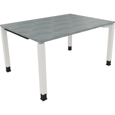 Schreibtisch all in one 1.400 x 680-820 x 1.000 mm (B x H x T) Vierfuß Quadratrohr beton hell verkehrsweiß Produktbild