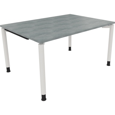 Schreibtisch all in one 1.400 x 680-820 x 1.000 mm (B x H x T) Vierfuß Rundrohr beton hell verkehrsweiß Produktbild pa_produktabbildung_1 L