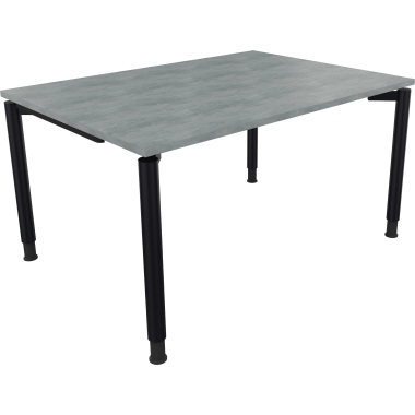 Schreibtisch all in one 1.400 x 680-820 x 1.000 mm (B x H x T) Vierfuß Rundrohr beton hell anthrazitmetallic Produktbild