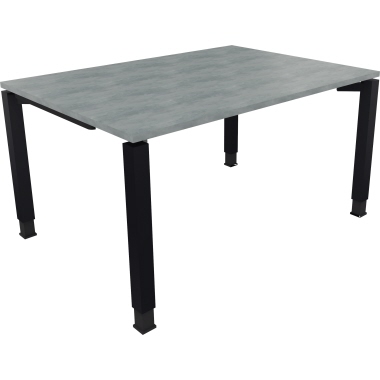 Schreibtisch all in one 1.400 x 680-820 x 1.000 mm (B x H x T) Vierfuß Quadratrohr beton hell anthrazitmetallic Produktbild