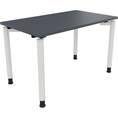 Schreibtisch all in one 1.200 x 680-820 x 700 mm (B x H x T) Vierfuß Rundrohr lavagrau verkehrsweiß Produktbild pa_produktabbildung_1 L