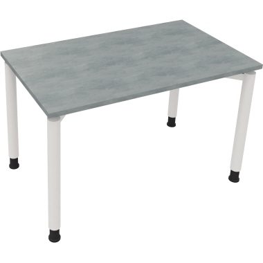 Schreibtisch all in one 1.200 x 680-820 x 700 mm (B x H x T) Vierfuß Rundrohr beton hell verkehrsweiß Produktbild