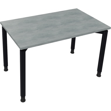 Schreibtisch all in one 1.200 x 680-820 x 700 mm (B x H x T) Vierfuß Rundrohr beton hell anthrazit metallic Produktbild pa_produktabbildung_1 L