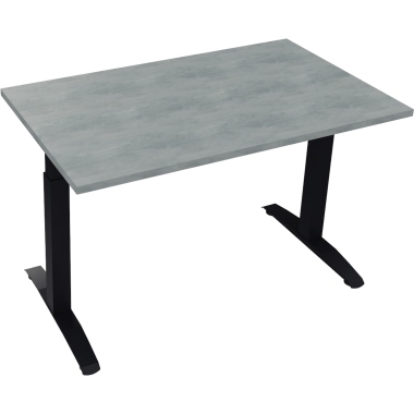 Schreibtisch all in one 1.200 x 650-850 x 700 mm (B x H x T) Flachkufe Quadratrohr beton hell anthrazit metallic Produktbild pa_produktabbildung_1 L