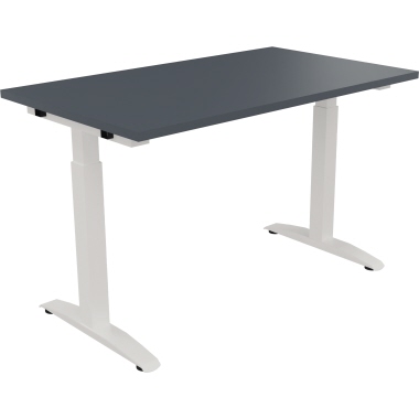 Schreibtisch all in one 1.200 x 650-850 x 700 mm (B x H x T) Flachkufe Quadratrohr lavagrau verkehrsweiß Produktbild pa_produktabbildung_1 L