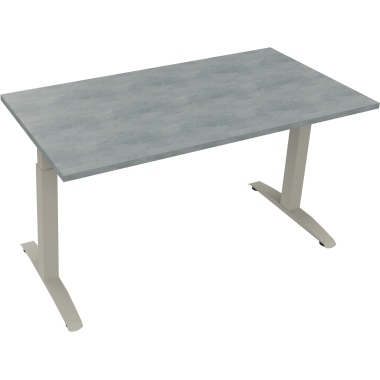 Schreibtisch all in one 1.400 x 650-850 x 700 mm (B x H x T) Flachkufe Quadratrohr beton hell silberaluminium Produktbild pa_produktabbildung_1 L