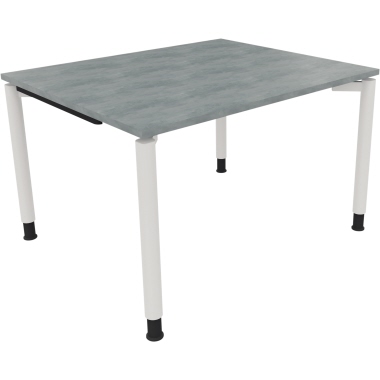 Schreibtisch all in one 1.200 x 680-820 x 1.000 mm (B x H x T) Vierfuß Rundrohr beton hell verkehrsweiß Produktbild