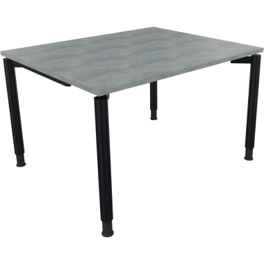 Schreibtisch all in one 1.200 x 680-820 x 1.000 mm (B x H x T) Vierfuß Rundrohr beton hell anthrazitmetallic Produktbild