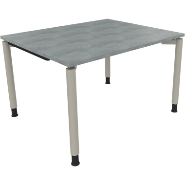 Schreibtisch all in one 1.200 x 680-820 x 1.000 mm (B x H x T) Vierfuß Rundrohr beton hell silberaluminium Produktbild