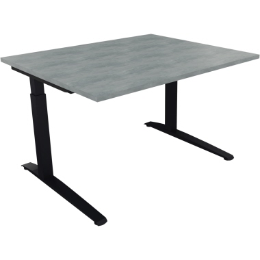 Schreibtisch all in one 1.200 x 650-850 x 1.000 mm (B x H x T) Flachkufe Quadratrohr beton hell anthrazitmetallic Produktbild