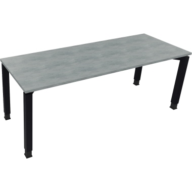 Schreibtisch all in one 2.000 x 680-820 x 700 mm (B x H x T) Vierfuß Quadratrohr beton hell anthrazit metallic Produktbild