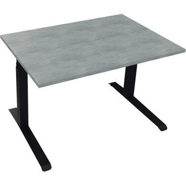 Schreibtisch all in one 1.200 x 645-1.275 x 800 mm (B x H x T) beton hell anthrazit metallic Produktbild