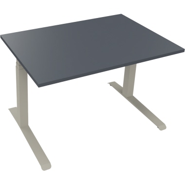 Schreibtisch all in one 1.200 x 645-1.275 x 800 mm (B x H x T) lavagrau silberaluminium Produktbild pa_produktabbildung_1 L