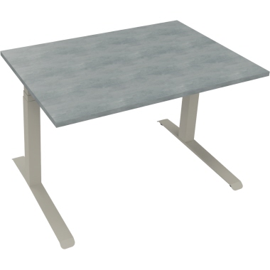 Schreibtisch all in one 1.200 x 645-1.275 x 800 mm (B x H x T) beton hell silberaluminium Produktbild