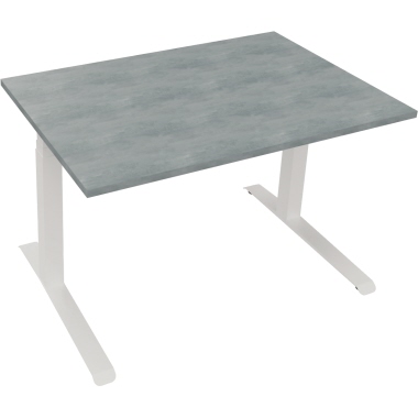 Schreibtisch all in one 1.200 x 645-1.275 x 800 mm (B x H x T) beton hell verkehrsweiß Produktbild pa_produktabbildung_1 L