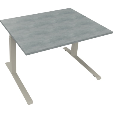 Schreibtisch all in one 1.200 x 645-1.275 x 900 mm (B x H x T) beton hell silberaluminium Produktbild