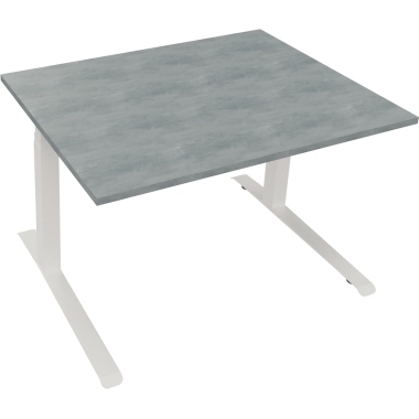 Schreibtisch all in one 1.200 x 645-1.275 x 900 mm (B x H x T) beton hell verkehrsweiß Produktbild