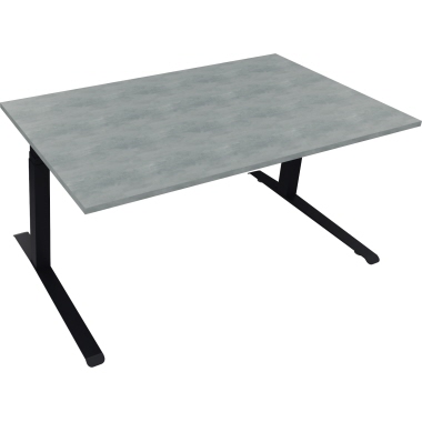 Schreibtisch all in one 1.600 x 645-1.275 x 900 mm (B x H x T) beton hell anthrazit metallic Produktbild