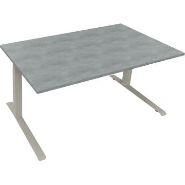 Schreibtisch all in one 1.600 x 645-1.275 x 900 mm (B x H x T) beton hell silberaluminium Produktbild