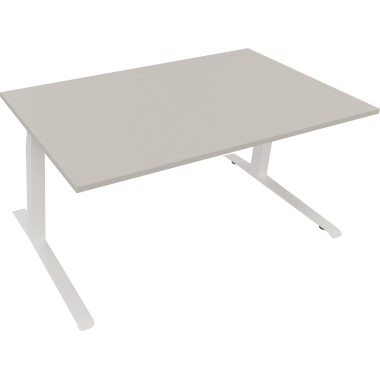 Schreibtisch all in one 1.600 x 645-1.275 x 900 mm (B x H x T) lichtgrau verkehrsweiß Produktbild pa_produktabbildung_1 L