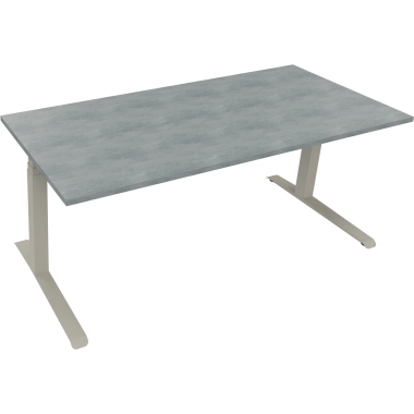 Schreibtisch all in one 1.800 x 645-1.275 x 800 mm (B x H x T) beton hell silberaluminium Produktbild