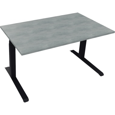 Schreibtisch all in one 1.400 x 645-1.275 x 800 mm (B x H x T) beton hell anthrazit metallic Produktbild