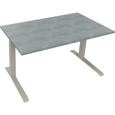 Schreibtisch all in one 1.400 x 645-1.275 x 800 mm (B x H x T) beton hell silberaluminium Produktbild