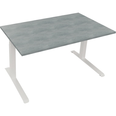 Schreibtisch all in one 1.400 x 645-1.275 x 800 mm (B x H x T) beton hell verkehrsweiß Produktbild