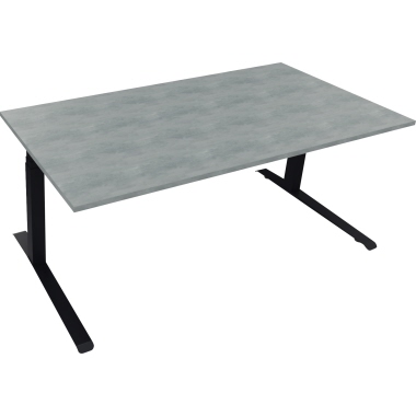 Schreibtisch all in one 1.800 x 645-1.275 x 900 mm (B x H x T) beton hell anthrazit metallic Produktbild
