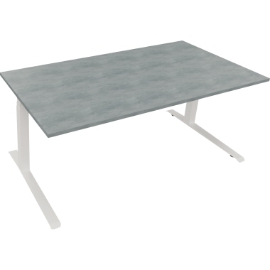 Schreibtisch all in one 1.800 x 645-1.275 x 900 mm (B x H x T) beton hell verkehrsweiß Produktbild