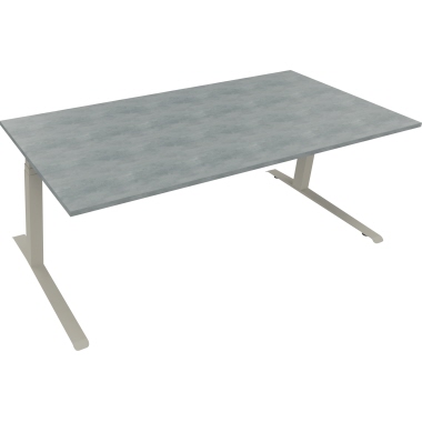 Schreibtisch all in one 2.000 x 645-1.275 x 900 mm (B x H x T) beton hell silberaluminium Produktbild