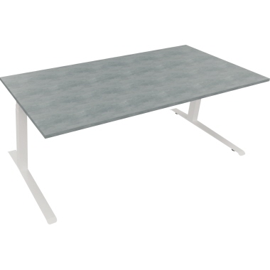 Schreibtisch all in one 2.000 x 645-1.275 x 900 mm (B x H x T) beton hell verkehrsweiß Produktbild