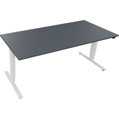 Schreibtisch 1.800 x 625-1.285 x 800 mm (B x H x T) lavagrau verkehrsweiß Produktbild