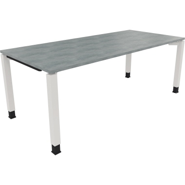Schreibtisch all in one 2.000 x 680-820 x 900 mm (B x H x T) Vierfuß Quadratrohr beton hell verkehrsweiß Produktbild