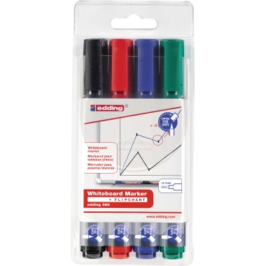edding Whiteboardmarker 360 4 St./Pack. rot, blau, grün, schwarz Produktbild