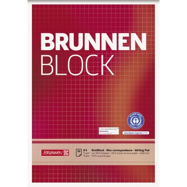 BRUNNEN Briefblock Recycling DIN A5 kariert Produktbild pa_produktabbildung_1 L