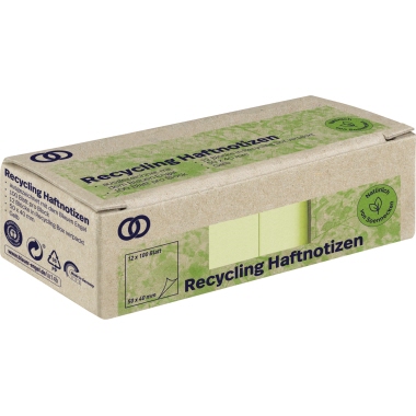 Soennecken Haftnotiz oeco Recycling 50 x 40 mm (B x H) 12 Block/Pack. gelb Produktbild