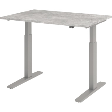 Hammerbacher Schreibtisch 1.200 x 700-1.200 x 800 mm (B x H x T) beton silber Produktbild