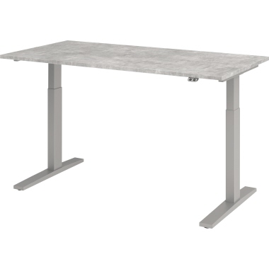 Hammerbacher Schreibtisch 1.600 x 700-1.200 x 800 mm (B x H x T) beton silber Produktbild